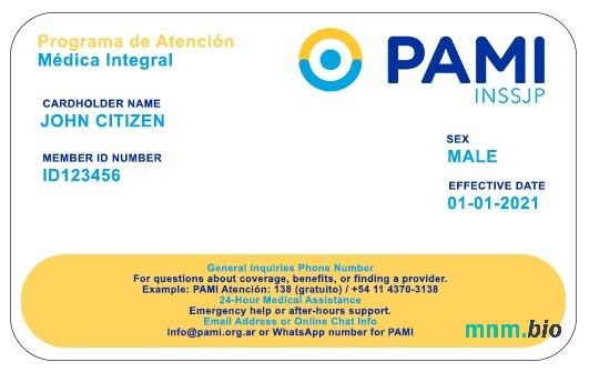 Argentyna PAMI karta ubezpieczenia zdrowotnego edytowalny szablon